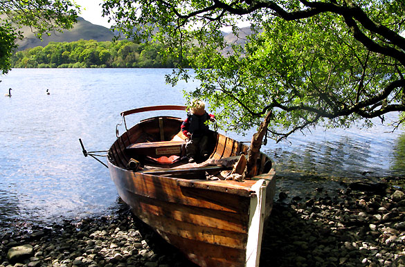 Rowing on Derwentwater Lake at Keswick in the Lake District